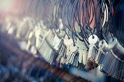 selective  focus of Many Keychain bunches in vintage effect style