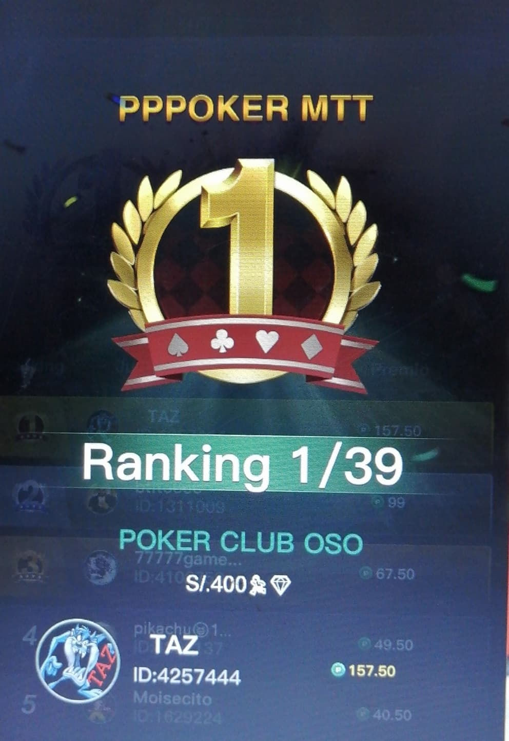 RANKING 1 JUGADOR TAZ