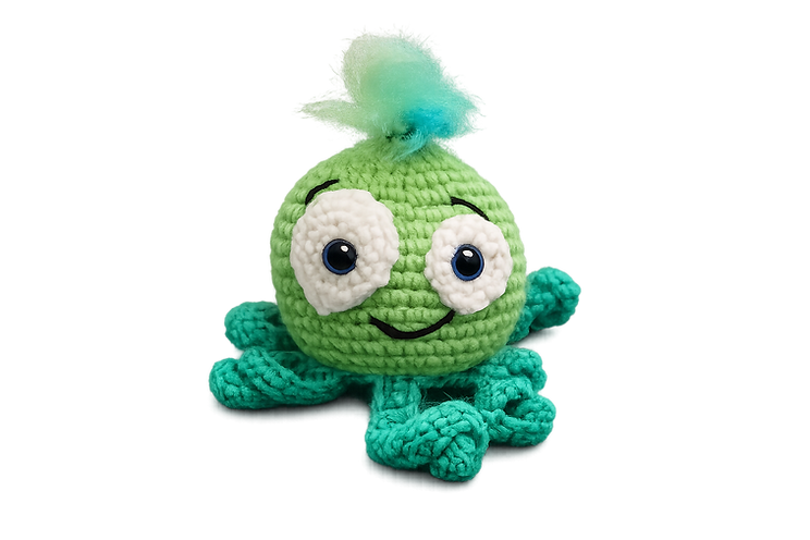 Bubbles handmade crochet Octosquid from the PCA Embroidery Pod
