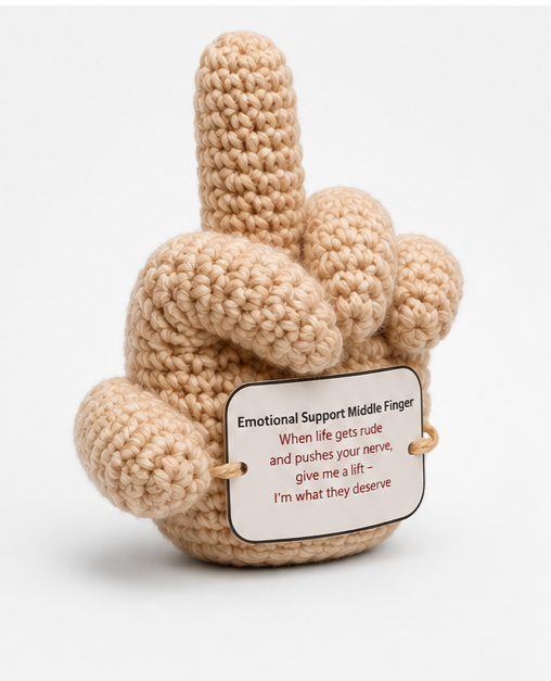 Thumbnail: Emotional Support Middle Finger – Funny Handmade Crochet Gift