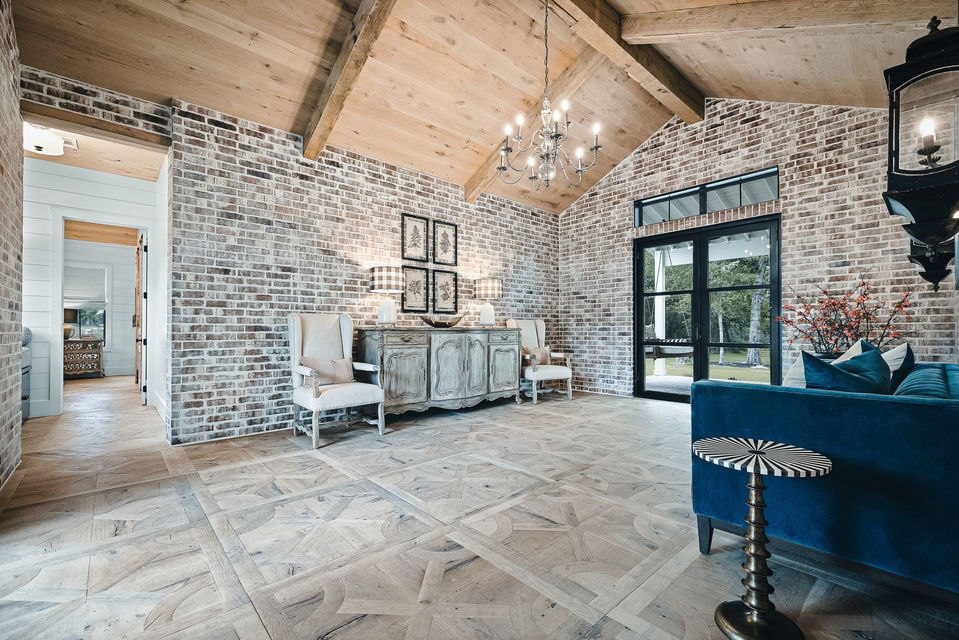 Luxury flooring handcrafted by Hardwood Design Company. Ardeche wood floor pattern in quality white oak wood. Handcrafted and finished by hand.