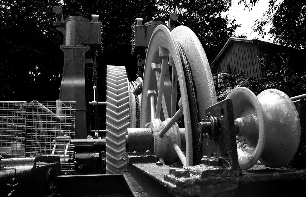 The South Wales Miners Museum black and white photo.