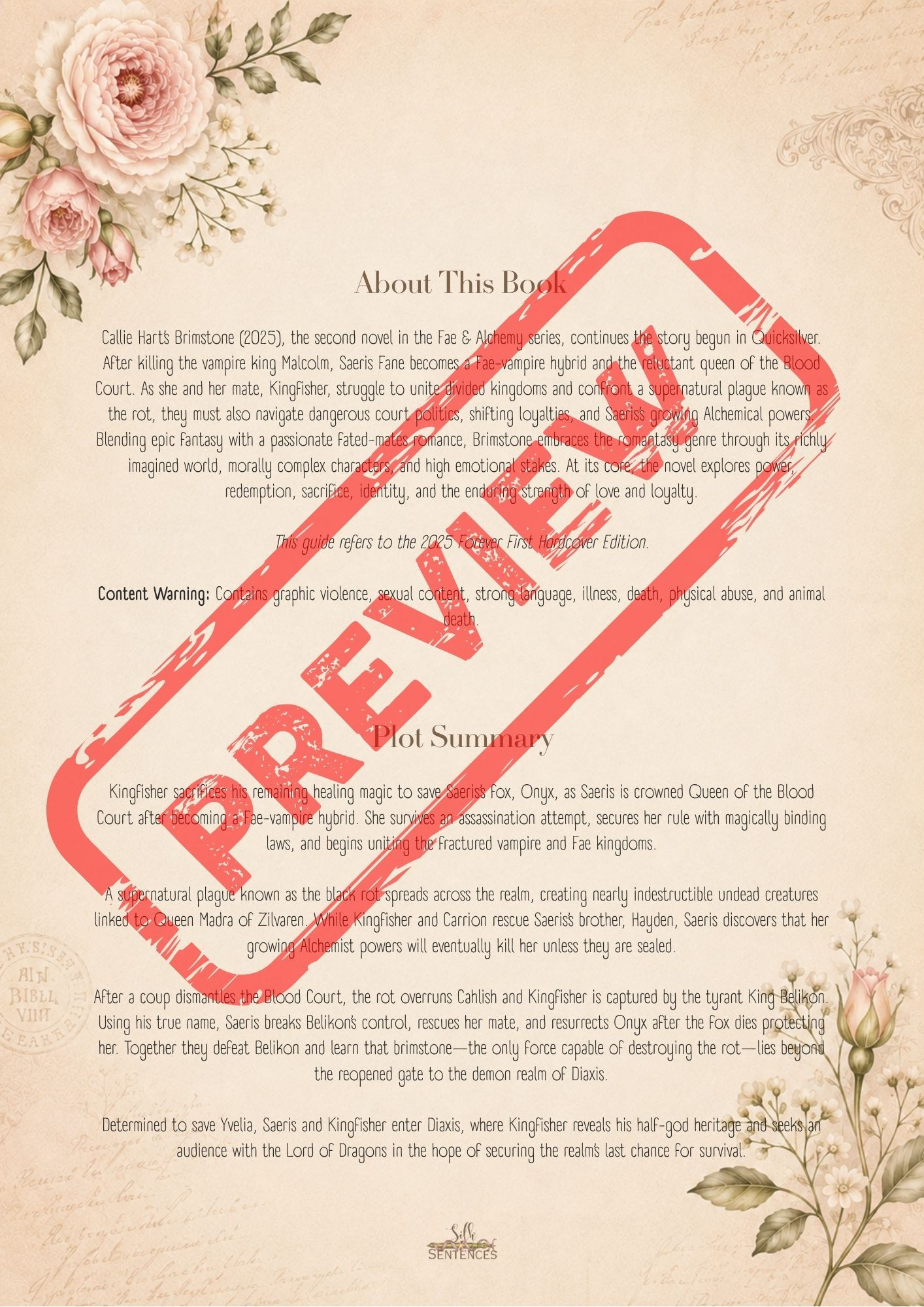 Brimstone by Callie Hart | Deluxe Book Club Guide and Reading Journal