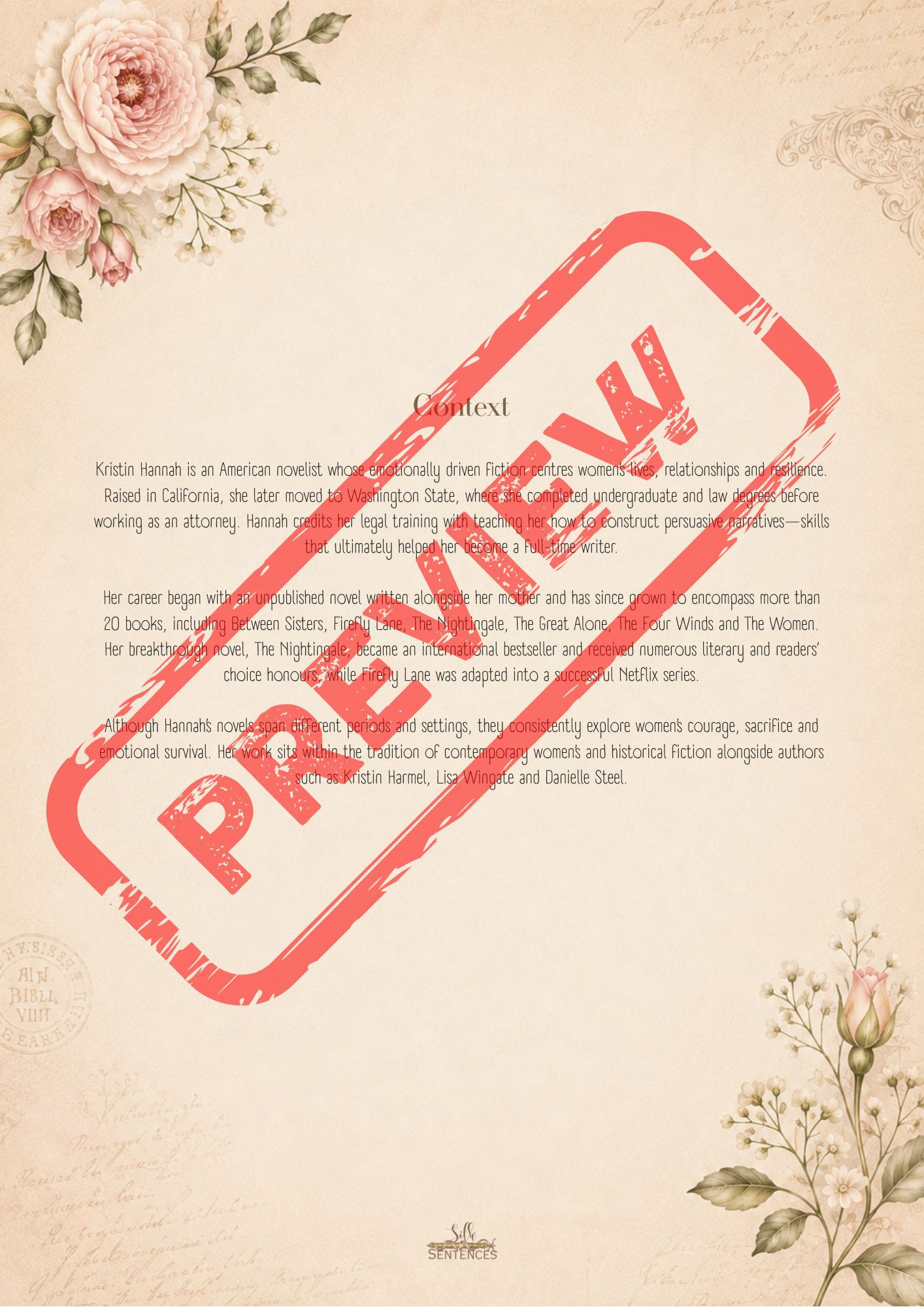 Between Sisters by Kristin Hannah | Deluxe Book Club Guide and Reading Journal