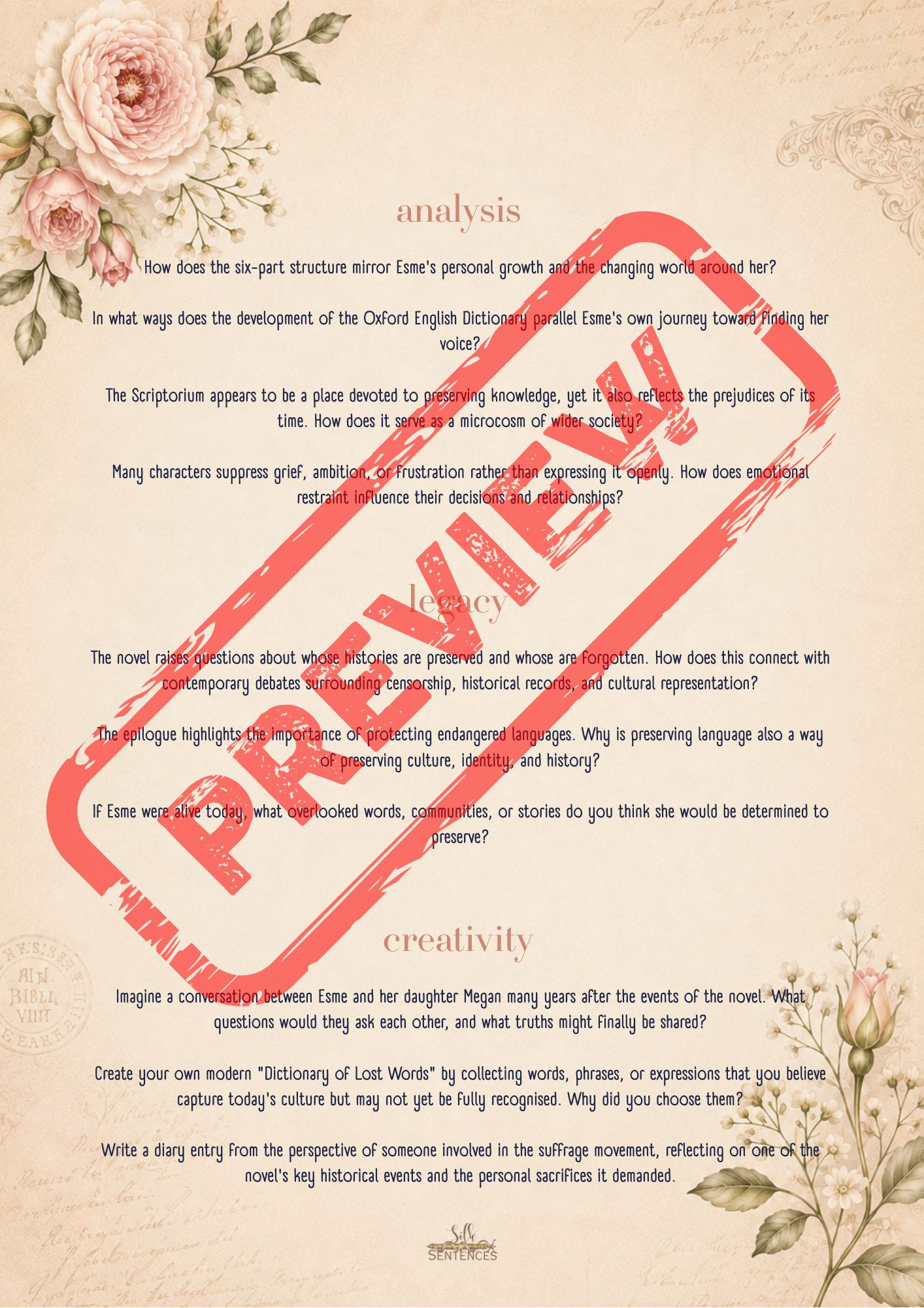 The Dictionary of Lost Words by Pip Williams | Book Club Guide and Journal