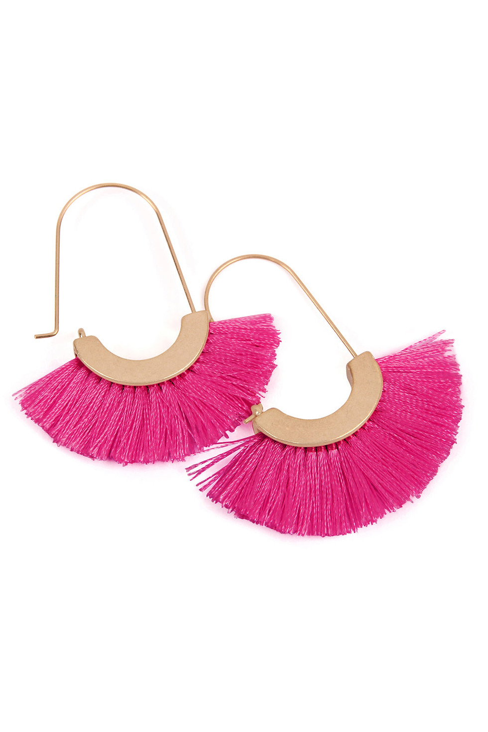 Thumbnail: Mye1038 - Fan Shape Drop Hoop Earrings