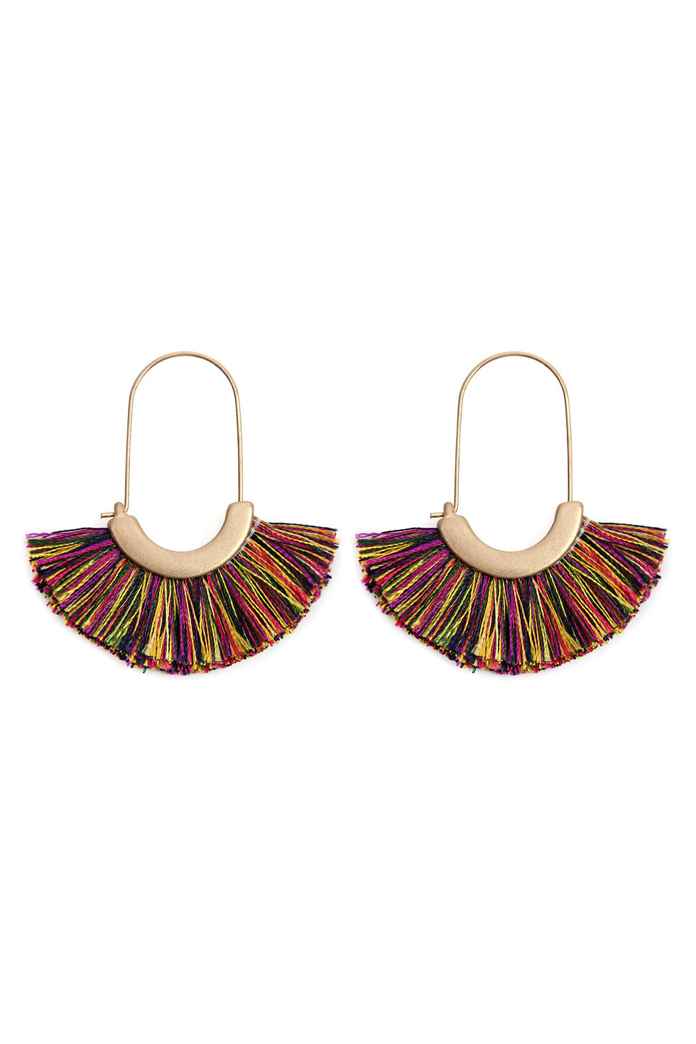 Thumbnail: Mye1038 - Fan Shape Drop Hoop Earrings