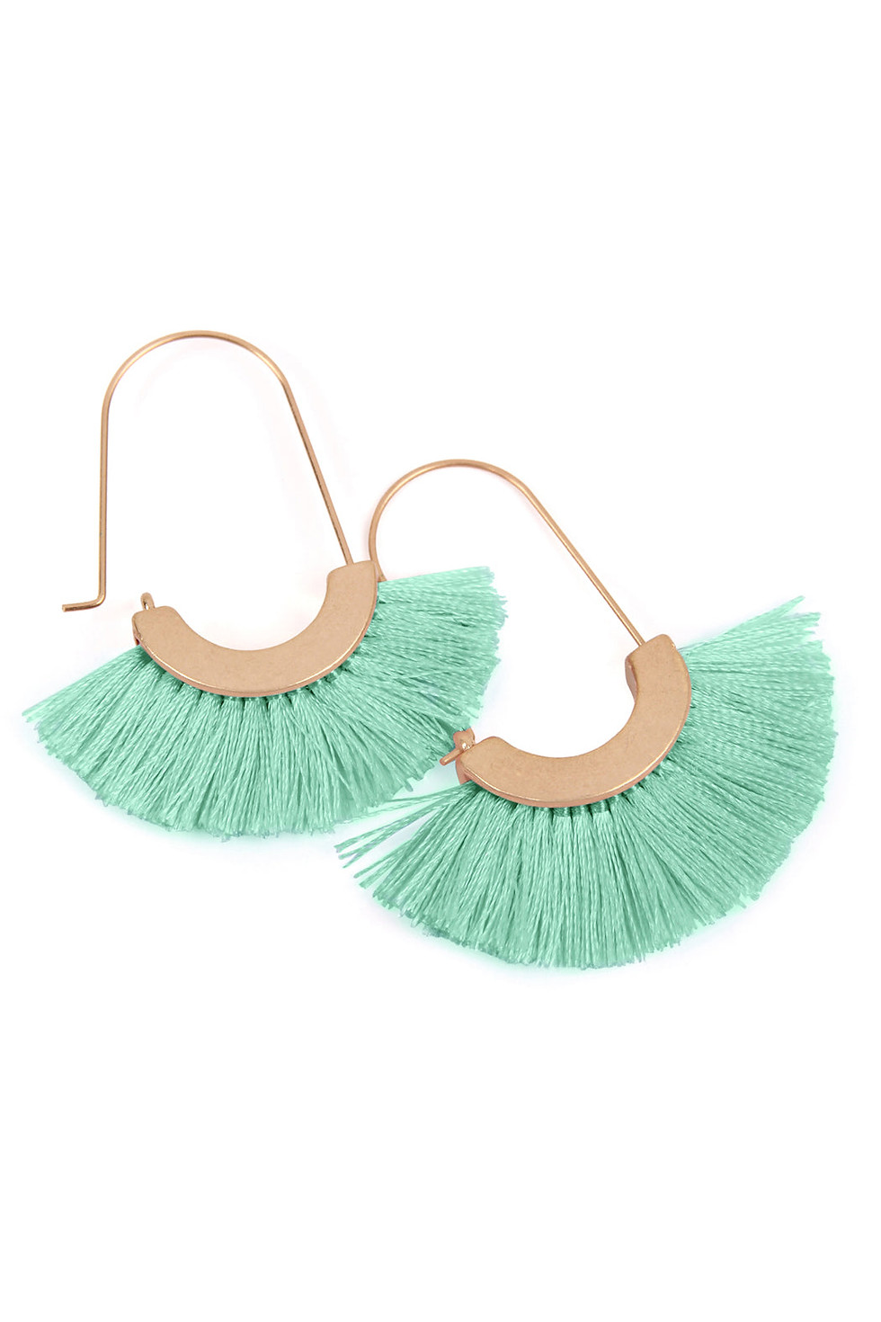 Thumbnail: Mye1038 - Fan Shape Drop Hoop Earrings