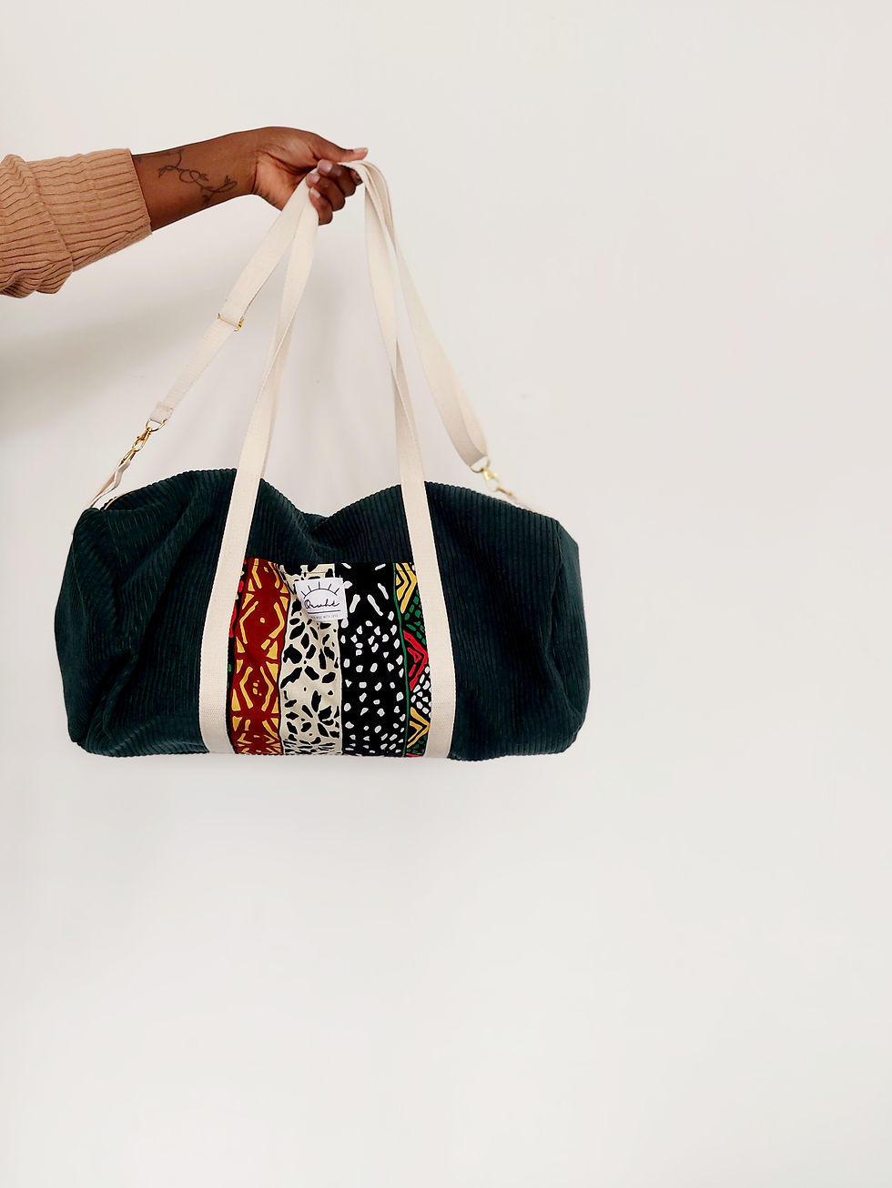 Miniature : Sac polochon en velours et wax
