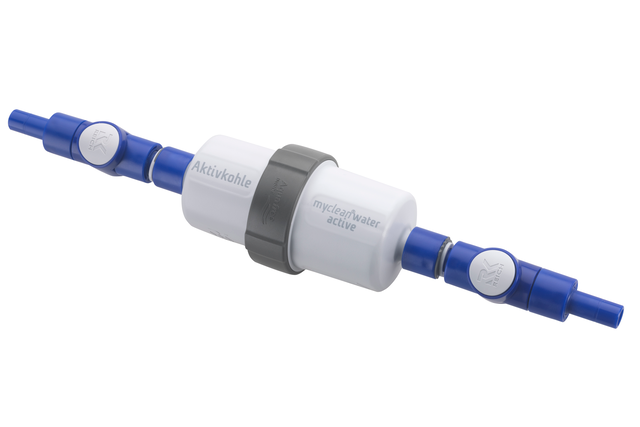 Wasserfilter mycleanwater active mit geraden Kupplungen UniQuick