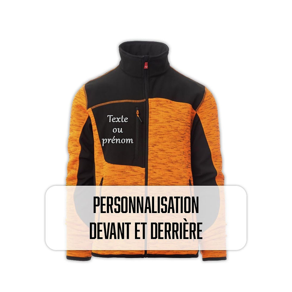 Veste orange sans capuche personnalisé 2 textes