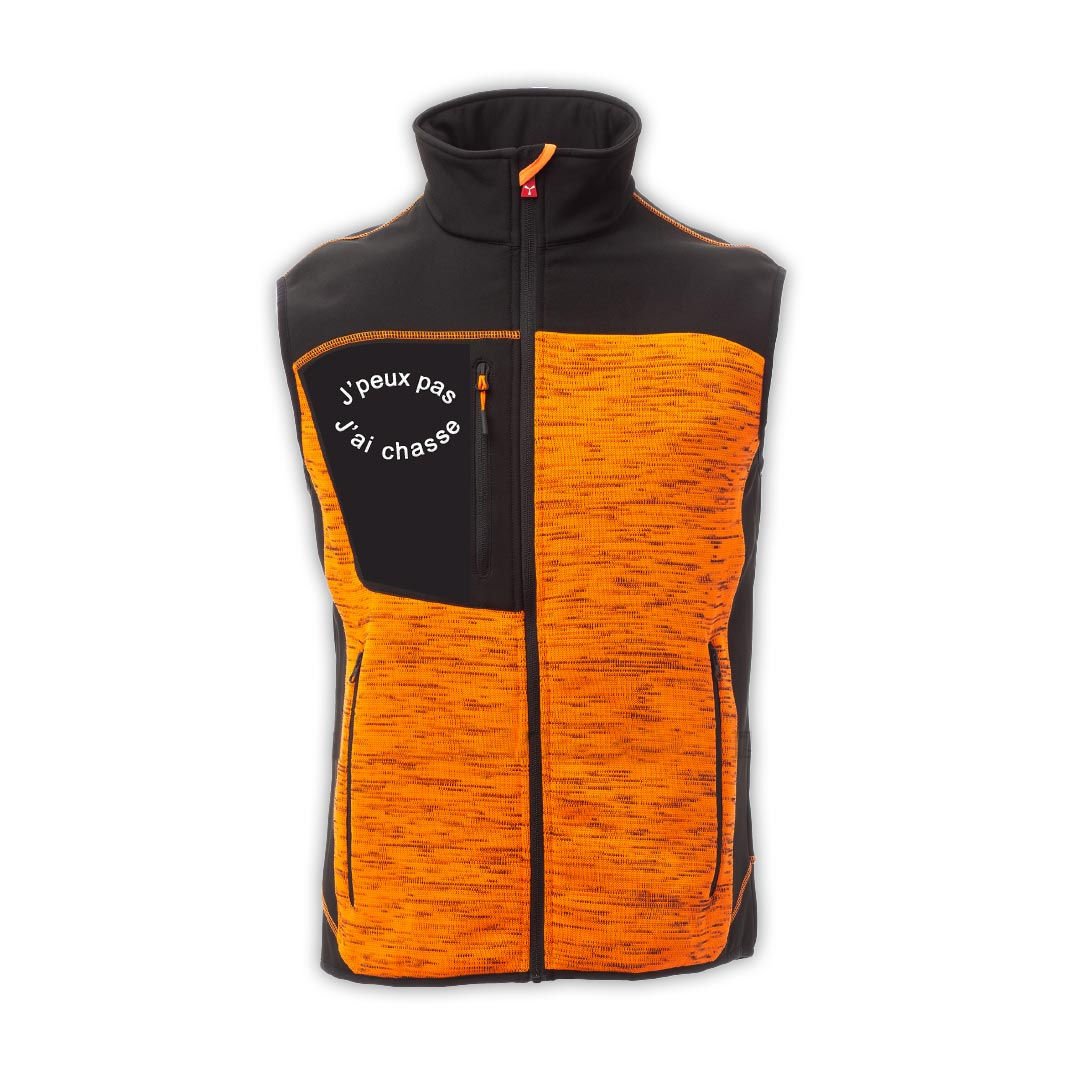 Gilet "J'peux pas j'ai chasse" sans manche dos personnalisé