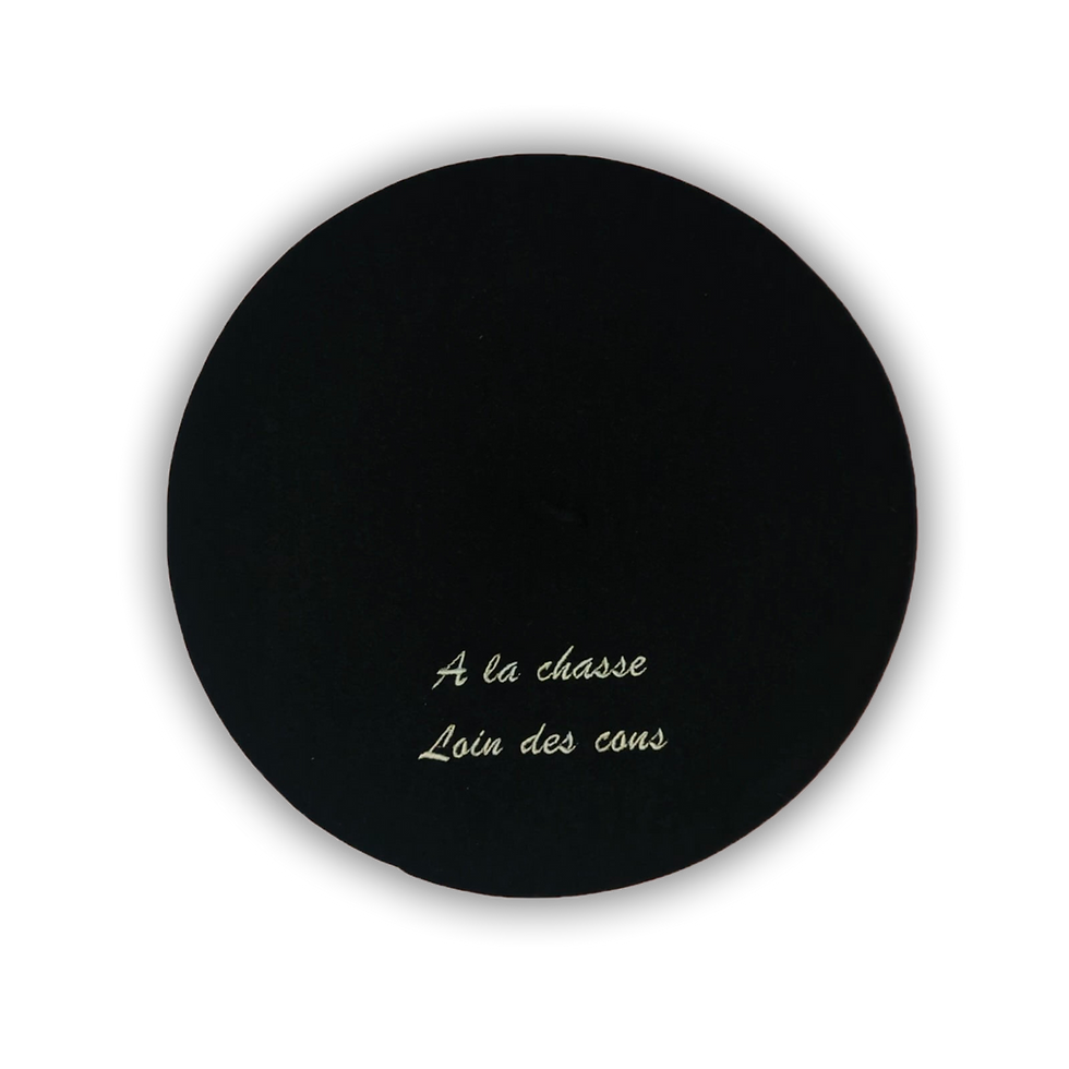 Béret noir "À la chasse, loin des cons"