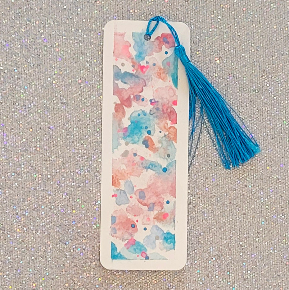 Subtle Trans Pride Flag Bookmark with Turquoise Tassel