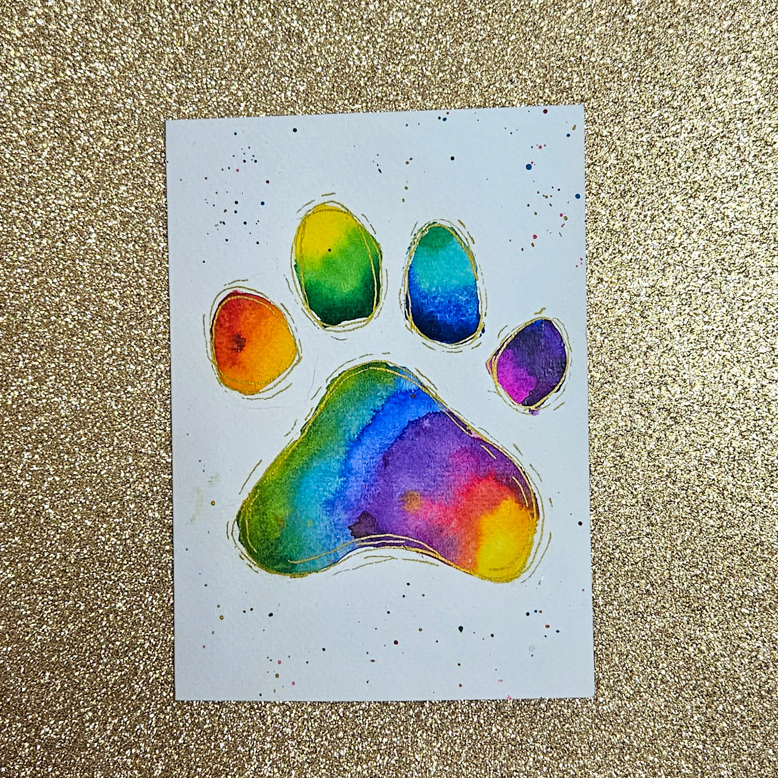 Rainbow Paw Print Card Style 1