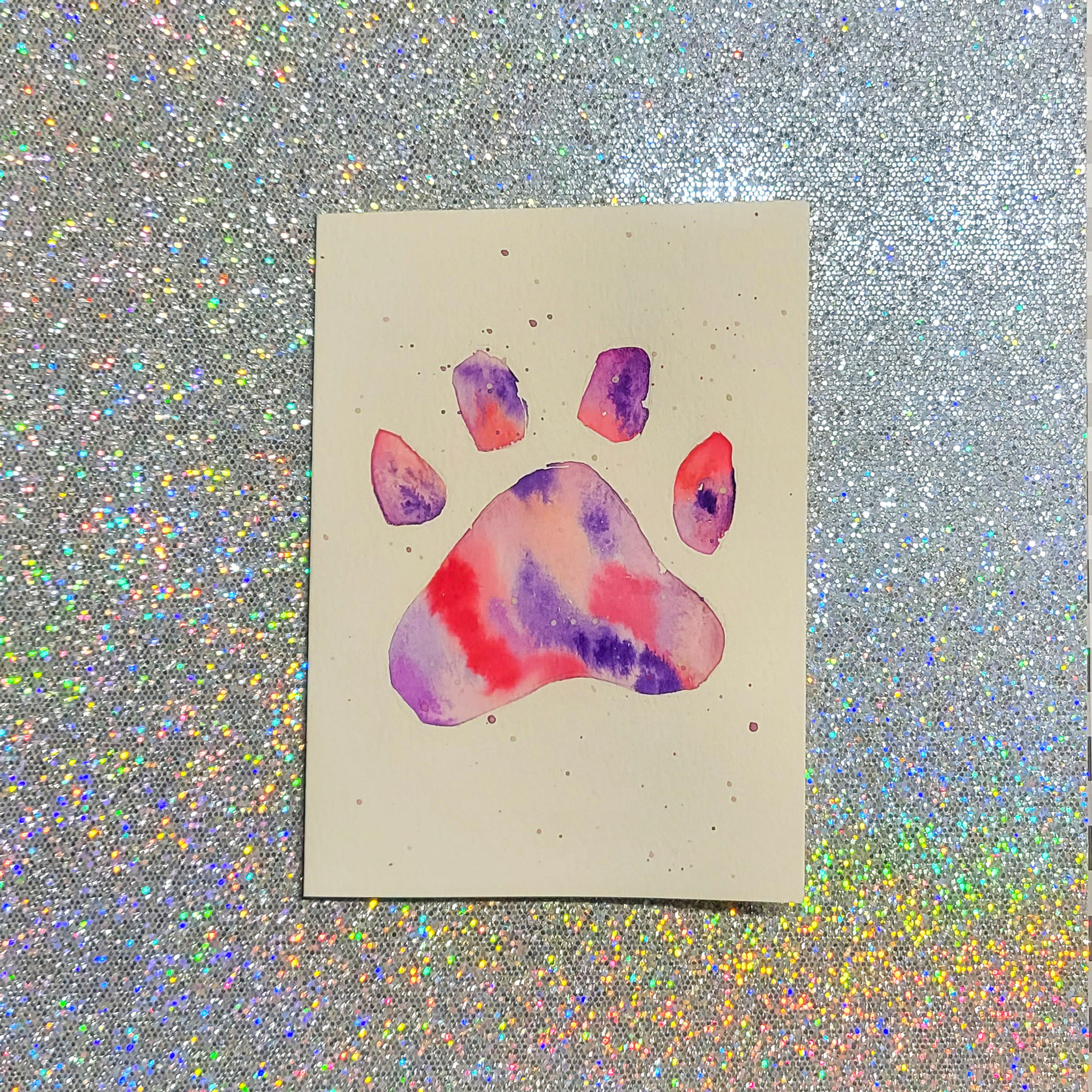 Pawprint Card- Pink/Purple