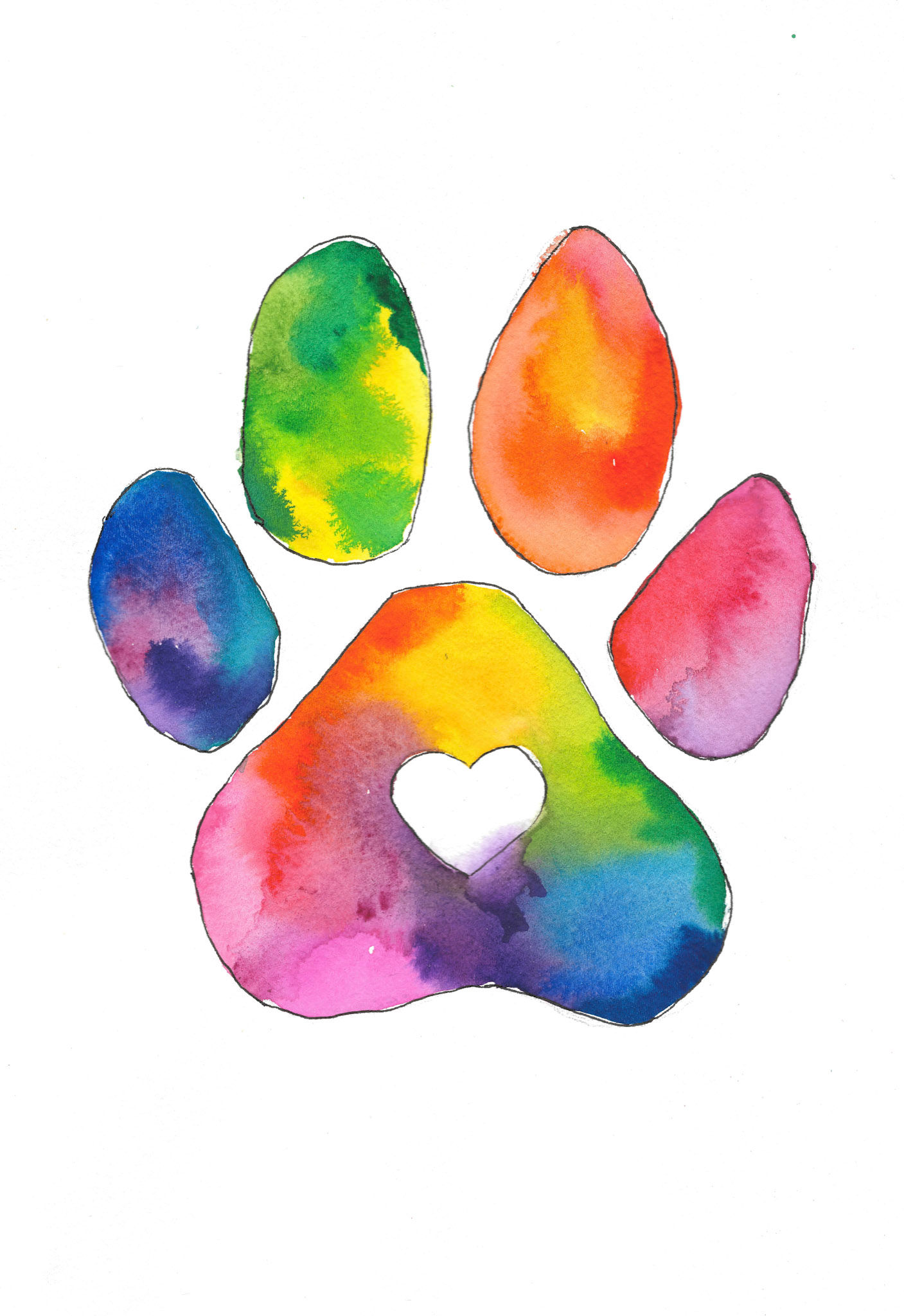 Paw prints on my heart (no writing) Print