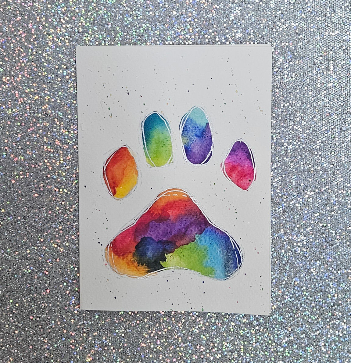 Rainbow Paw Print Card Style 2