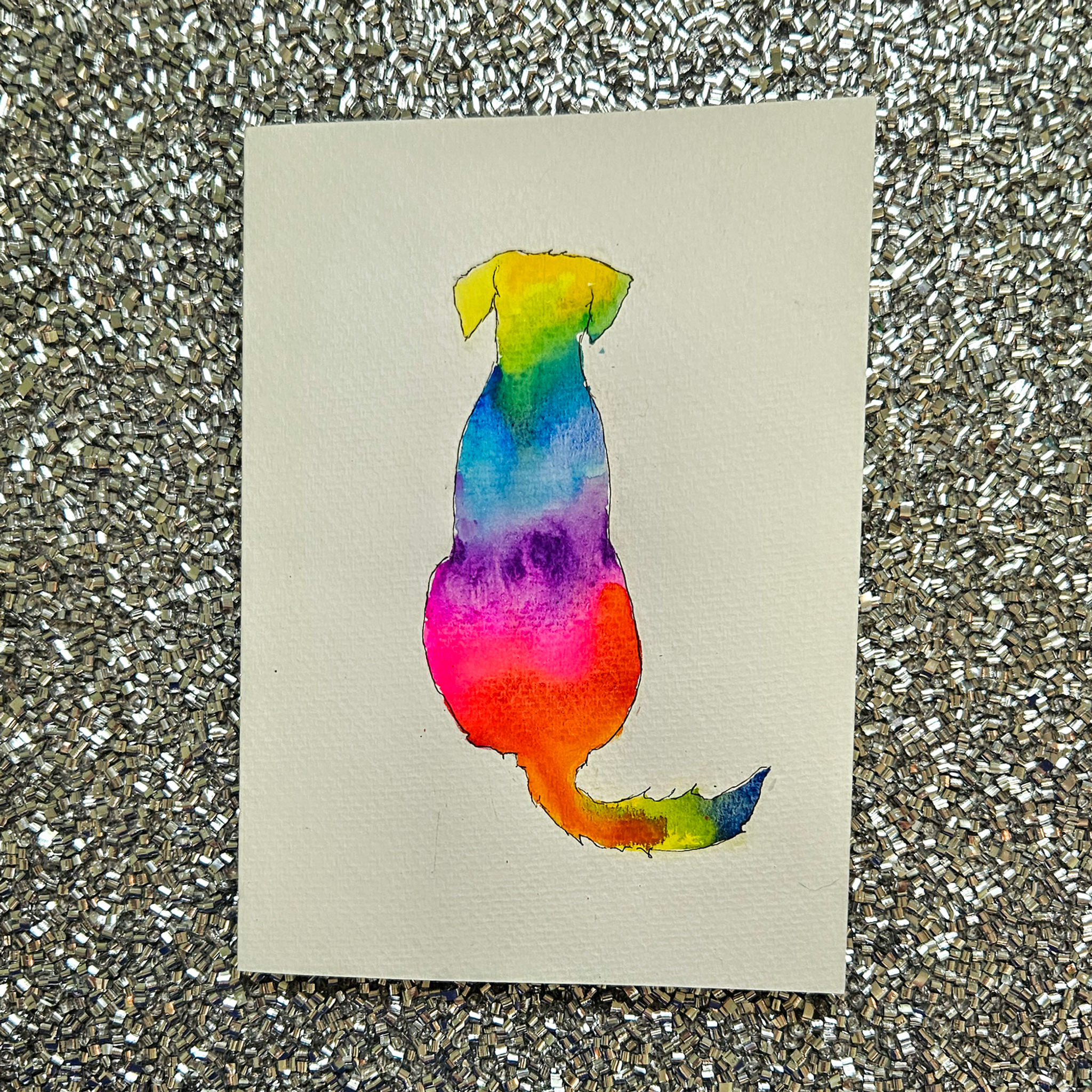 Rainbow Golden Retriever Card