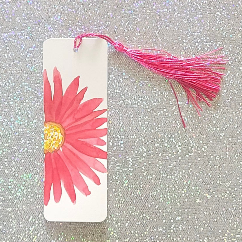 Dark Pink Daisy Bookmark with Dark Tassel