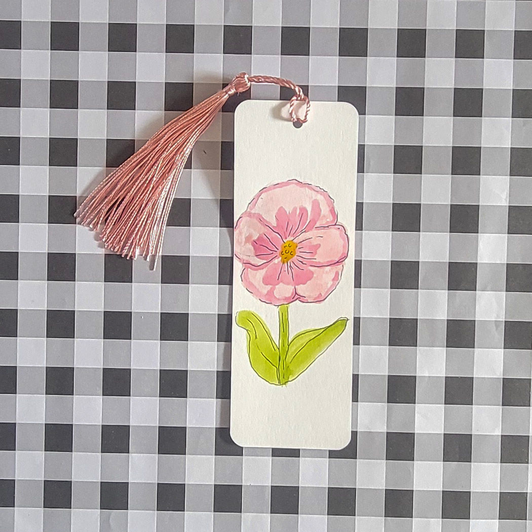 Pink Pansy Bookmark with Light Pink Tassel