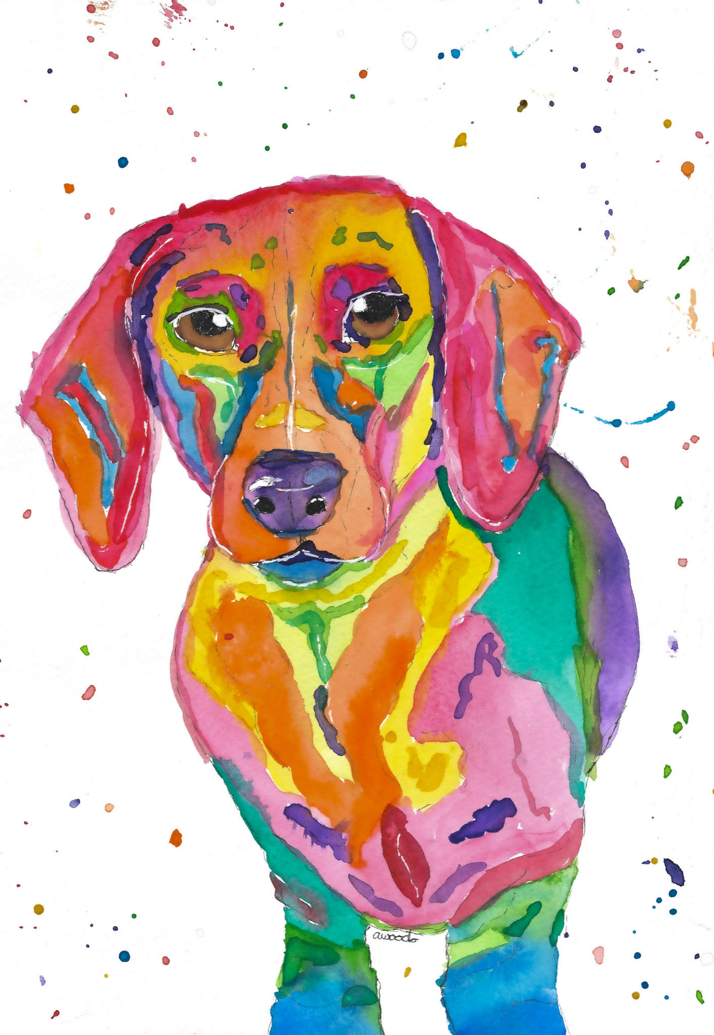 Rainbow Dachshund Print
