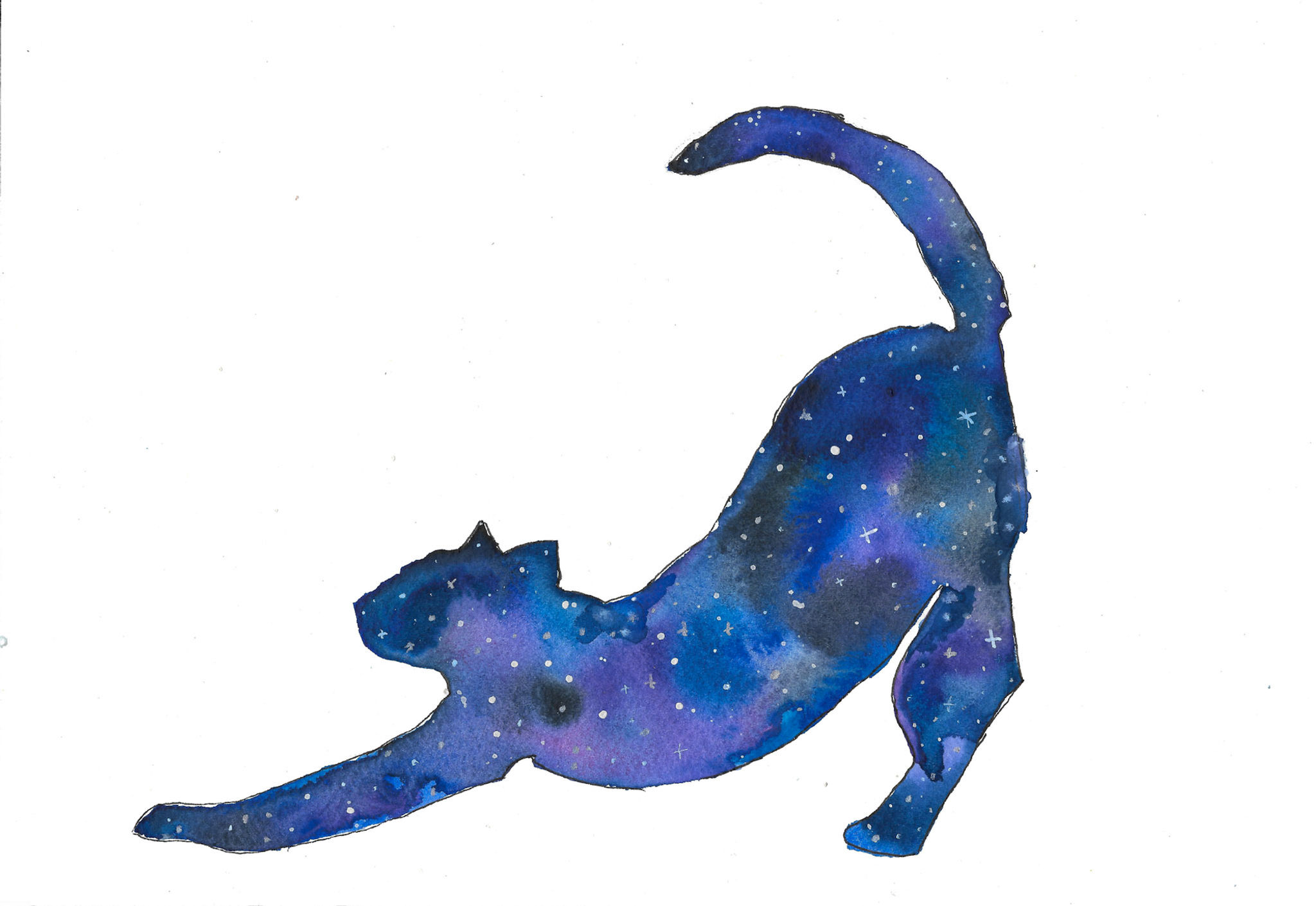 Galaxy Cat Silhouette Print