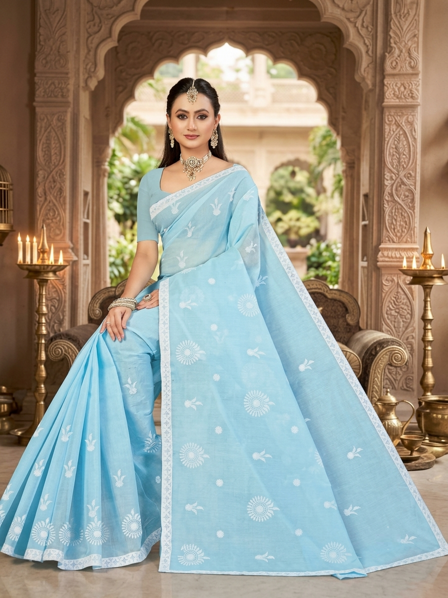 Women’s Saree | Elegant Cotton Embroidery Collection for Festive & Daily Wear