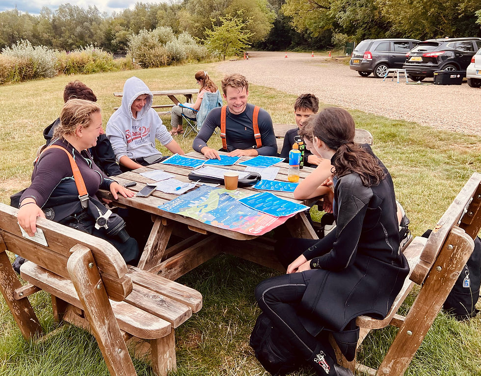 Two Scuba Instuctors Kerrie and Edwin teaching a group of children to learn to dive and protect the world oceans