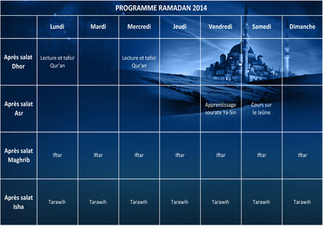 Planning Ramadan 2014 Hommes