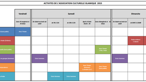 Mosquée d'Octeville : Planning des activités 2015