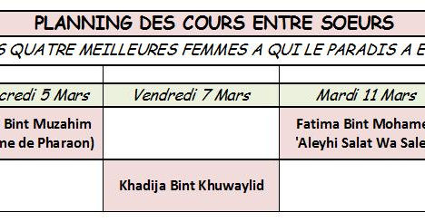 Série de cours pour les soeurs