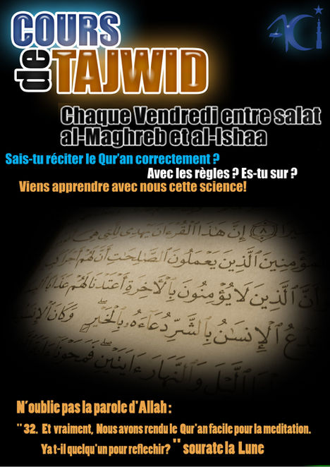 Nouvelle affiche pour les cours de Tajwid