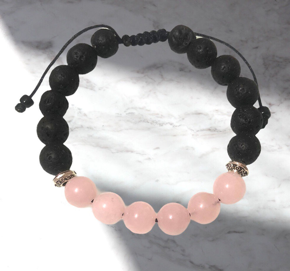Pembe Kuvars ve Lav Taşlı Bileklik (Aşk)