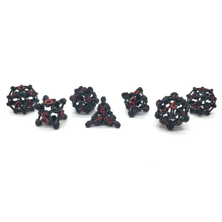 Thumbnail: Hollow Metal 7-Piece Set - Skull - Black Nickel w/ Red