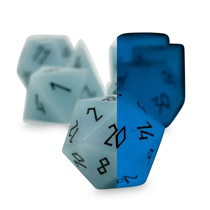 Thumbnail: Glowstone Blue - 7 Piece Rpg Set Gemstone Dice