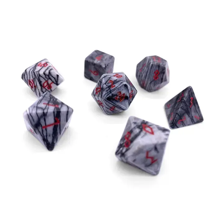 Thumbnail: Black Network Agate - 7 Piece Rpg Set Gemstone Dice