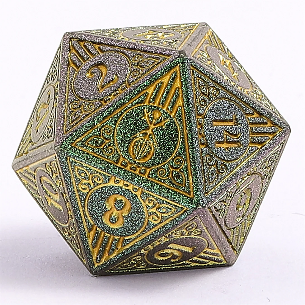Thumbnail: Glitter Green With Gold - Metal Bard RPG Dice Set