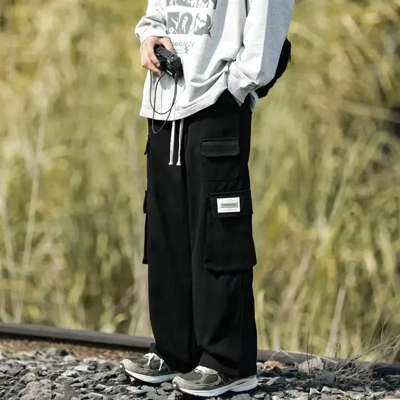 Thumbnail: Men Wide Leg Pants Baggy Cargo Pants