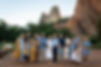 Extended family group portrait at Garden of the Gods with mountain backdrop, captured by Colorado Springs photographer Bobak Radbin