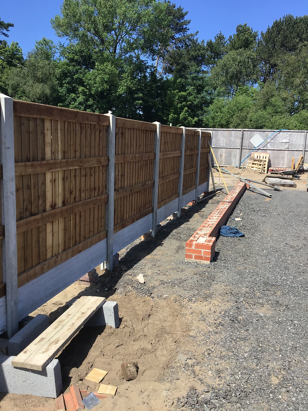 Feather edge and concrete posts and rock faced gravel boards