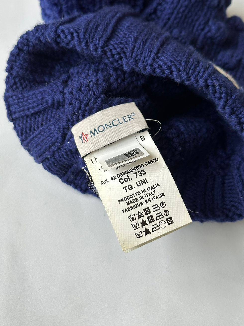 Miniatura: Moncler Beanie Winter Hat Knit Navy Wool
