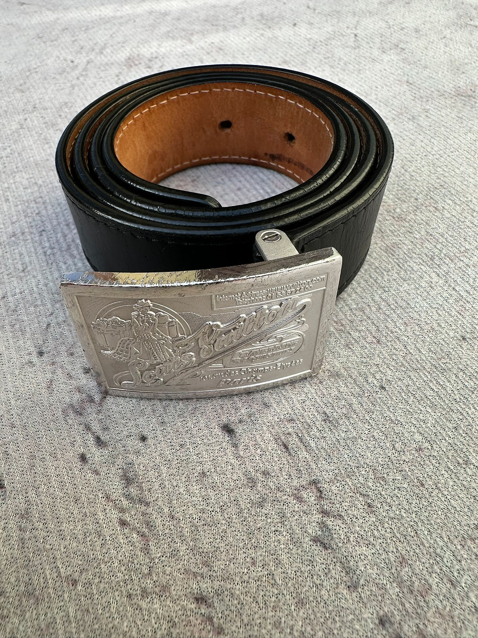 Miniatura: Louis Vuitton Belt Travelling Requisites Black Leather Logo size 80