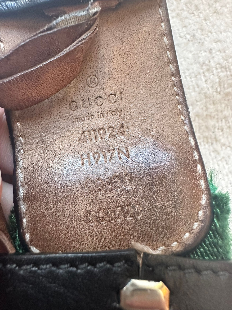 Thumbnail: Gucci Belt Web Green and Red Interlocking G Classic size 90/36