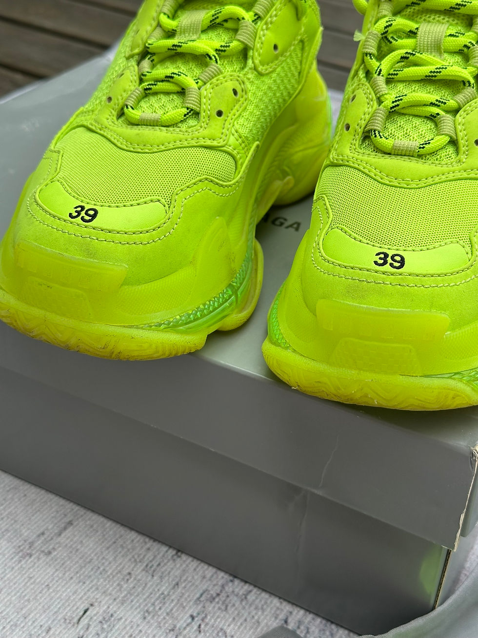 Miniatura: Balenciaga Triple S Shoes Neon Green Clear Sole Sneakers size 39EU