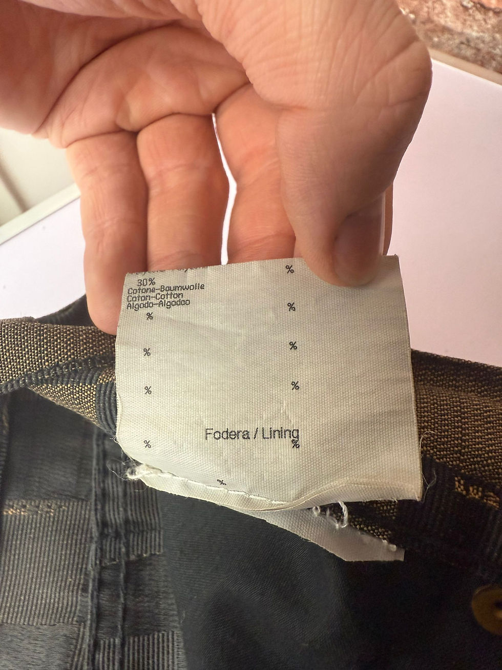 Miniatura: Fendi Pants Check Brown Jeans Logo Vintage size 41IT