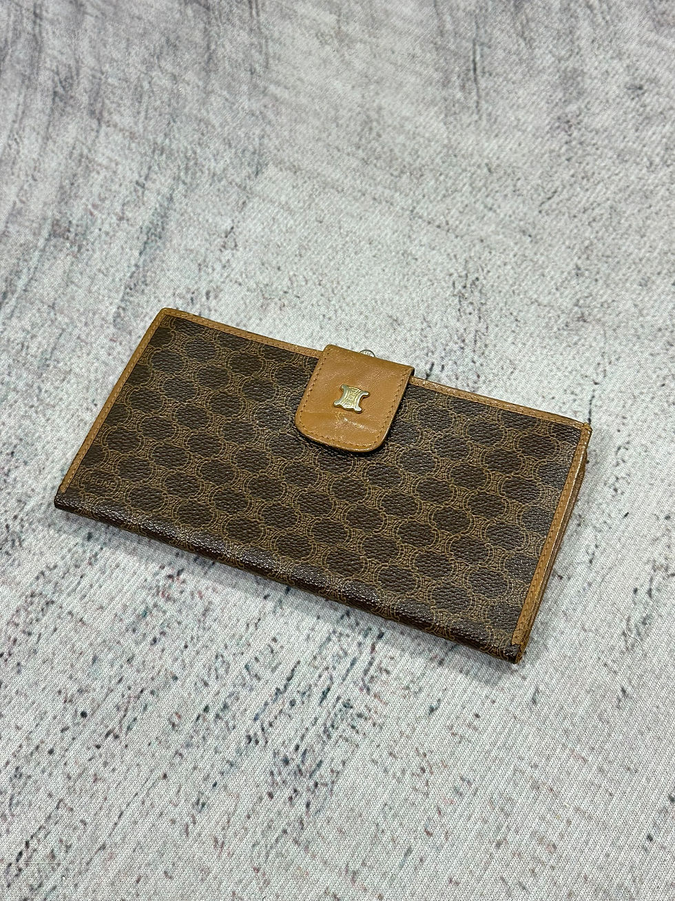 Thumbnail: Celine Long Wallet Macadam Brown Logo Monogram Vintage Purse