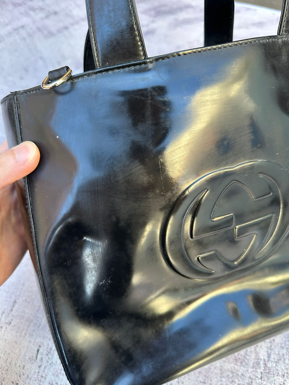 Miniatura: Gucci Handbag Black Patent Leather Interlocking G Logo