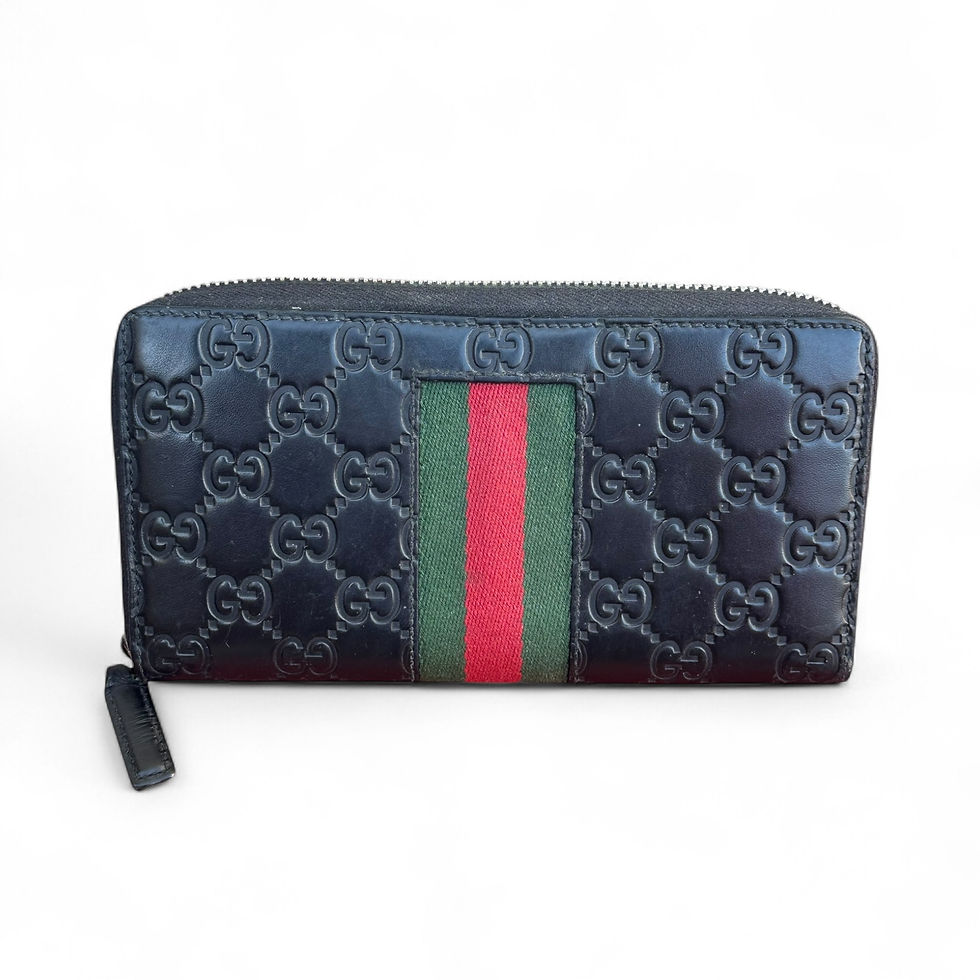 Gucci Continental Wallet Guccissima GG Monogram Black Leather Web