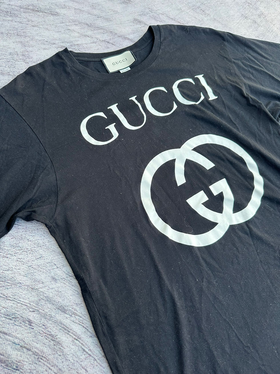 Miniatura: Gucci T-Shirt Interlocking G Logo Print Black Cotton size S